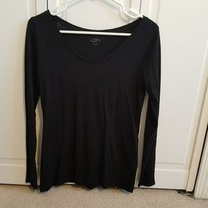 LOFT Textured Long sleeve Tee - Black